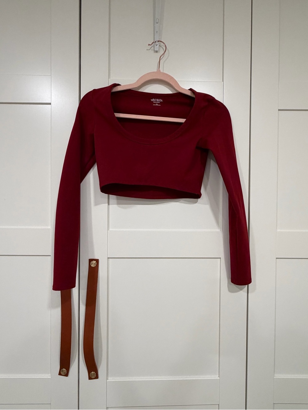 wild fable Burgundy Long Sleeve Crop Top - Scoop Neck